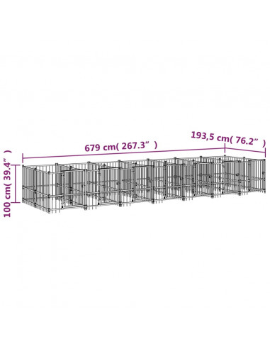 Gabbia per Cani da Esterno in Acciaio 13,14 m²