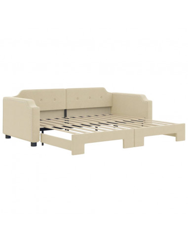 Divano Letto con Letto Estraibile Crema 80x200 cm Tessuto