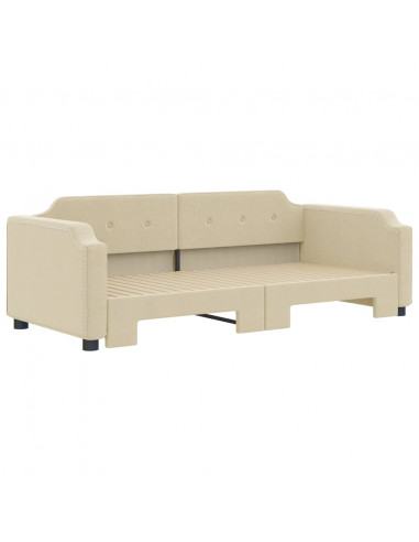 Divano Letto con Letto Estraibile Crema 80x200 cm Tessuto