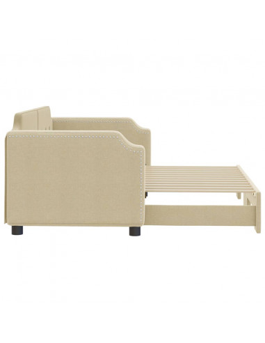 Divano Letto con Letto Estraibile Crema 80x200 cm Tessuto