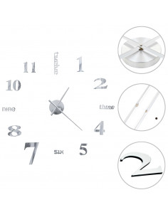 Orologio da Parete 3D in Stile Moderno 100cm XXL Argento 2