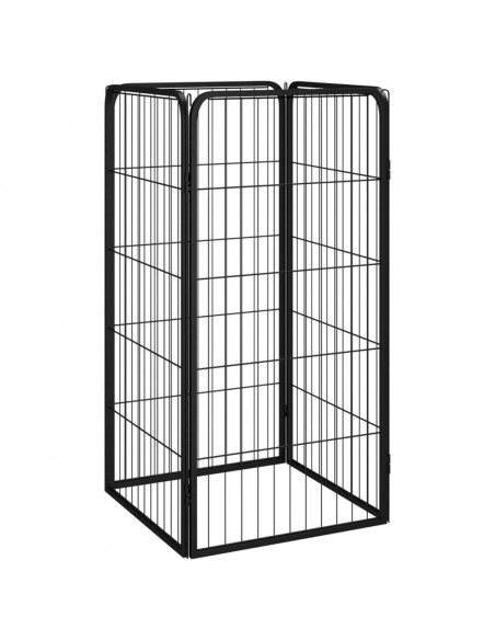 Box Cani a 4 Pannelli Nero 50x100cm Acciaio Verniciato Polvere
