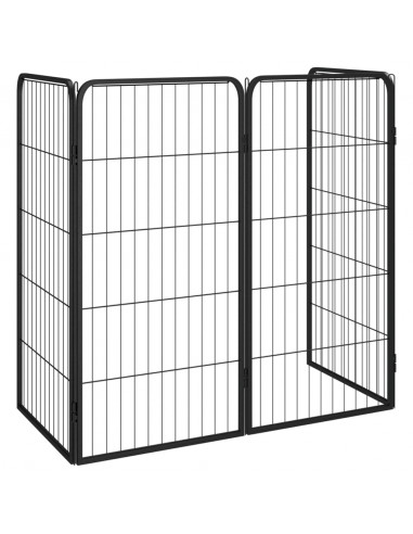 Box Cani a 4 Pannelli Nero 50x100cm Acciaio Verniciato Polvere