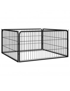 Box Cani a 4 Pannelli Nero 100x50cm Acciaio Verniciato Polvere 2