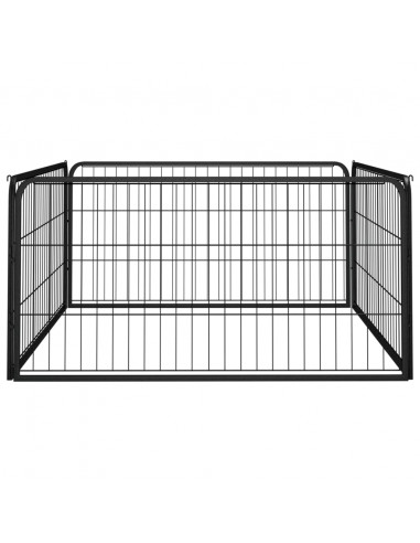 Box Cani a 4 Pannelli Nero 100x50cm Acciaio Verniciato Polvere