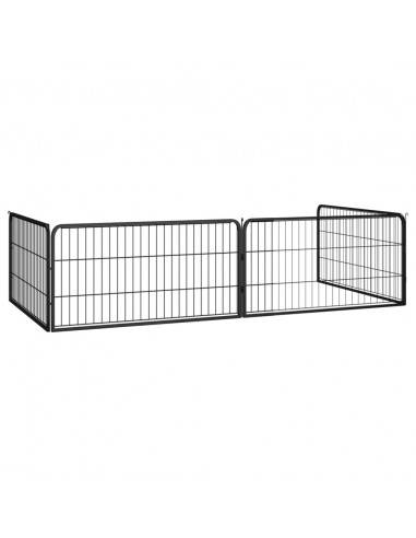 Box Cani a 4 Pannelli Nero 100x50cm Acciaio Verniciato Polvere