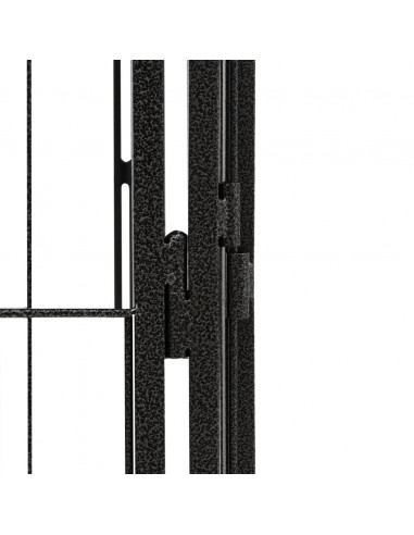 Box Cani a 4 Pannelli Nero 100x50cm Acciaio Verniciato Polvere