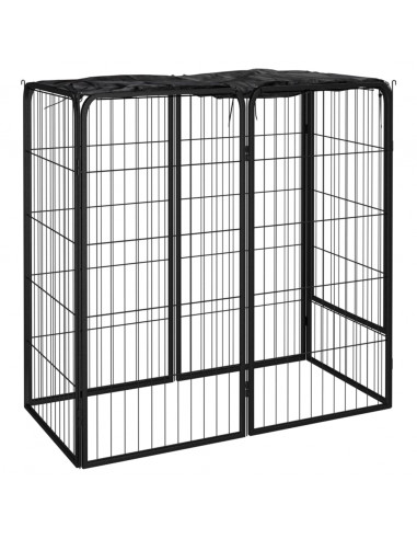 Box Cani a 6 Pannelli Nero 50x100cm Acciaio Verniciato Polvere