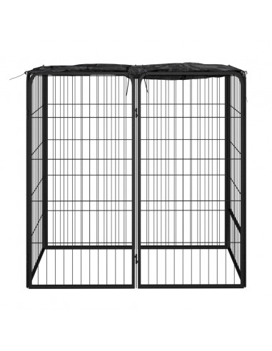 Box Cani a 6 Pannelli Nero 50x100cm Acciaio Verniciato Polvere