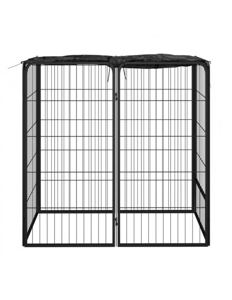 Box Cani a 6 Pannelli Nero 50x100cm Acciaio Verniciato Polvere