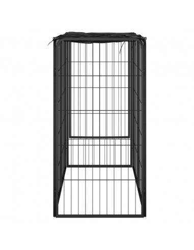 Box Cani a 6 Pannelli Nero 50x100cm Acciaio Verniciato Polvere