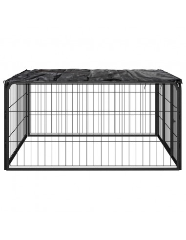 Box Cani a 4 Pannelli Nero 100x50cm Acciaio Verniciato Polvere