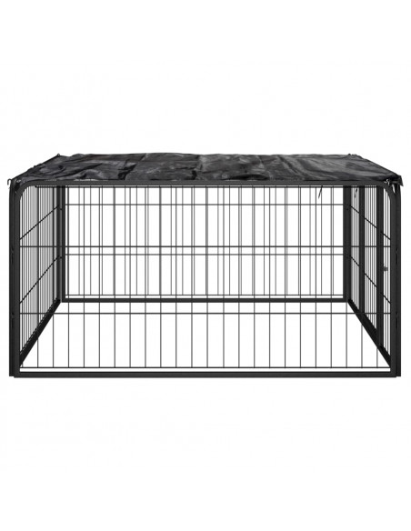 Box Cani a 4 Pannelli Nero 100x50cm Acciaio Verniciato Polvere