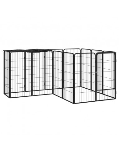 Box Cani 14 Pannelli Nero 50x100 cm Acciaio Verniciato Polvere