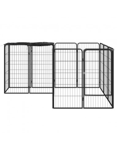Box Cani 14 Pannelli Nero 50x100 cm Acciaio Verniciato Polvere