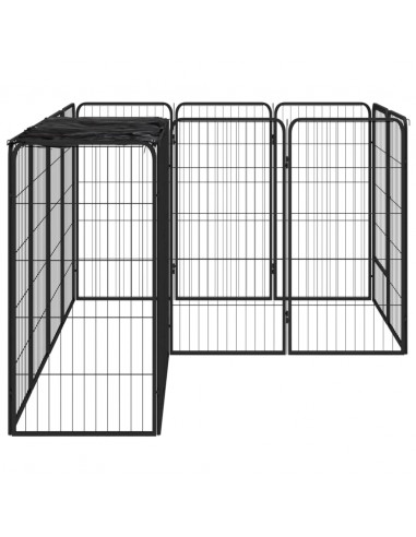 Box Cani 14 Pannelli Nero 50x100 cm Acciaio Verniciato Polvere