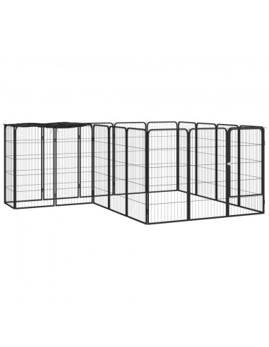 Box Cani 18 Pannelli Nero 50x100 cm Acciaio Verniciato Polvere