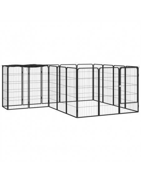 Box Cani 18 Pannelli Nero 50x100 cm Acciaio Verniciato Polvere