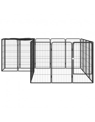 Box Cani 18 Pannelli Nero 50x100 cm Acciaio Verniciato Polvere