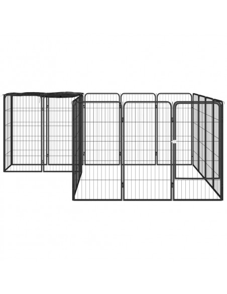 Box Cani 18 Pannelli Nero 50x100 cm Acciaio Verniciato Polvere