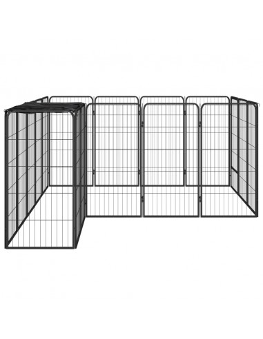 Box Cani 18 Pannelli Nero 50x100 cm Acciaio Verniciato Polvere