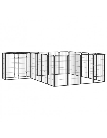 Box Cani 22 Pannelli Nero 50x100 cm Acciaio Verniciato Polvere