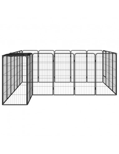 Box Cani 22 Pannelli Nero 50x100 cm Acciaio Verniciato Polvere