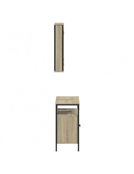 Set Mobili da Bagno 2 pz Rovere Sonoma in Legno Multistrato