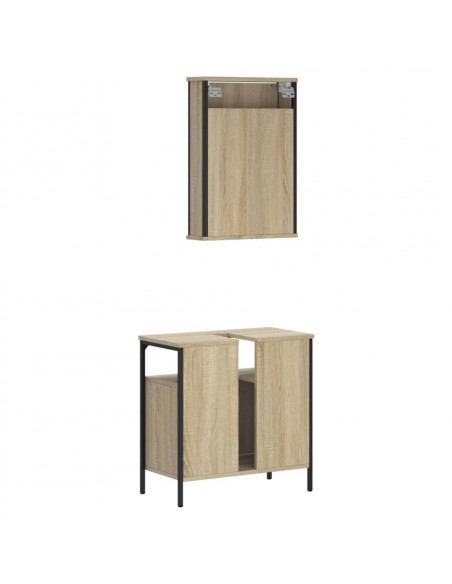 Set Mobili da Bagno 2 pz Rovere Sonoma in Legno Multistrato