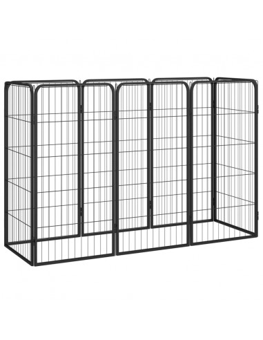 Box Cani 8 Pannelli Nero 50x100 cm Acciaio Verniciato Polvere