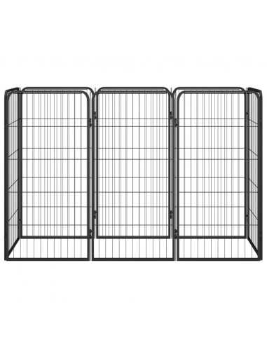 Box Cani 8 Pannelli Nero 50x100 cm Acciaio Verniciato Polvere