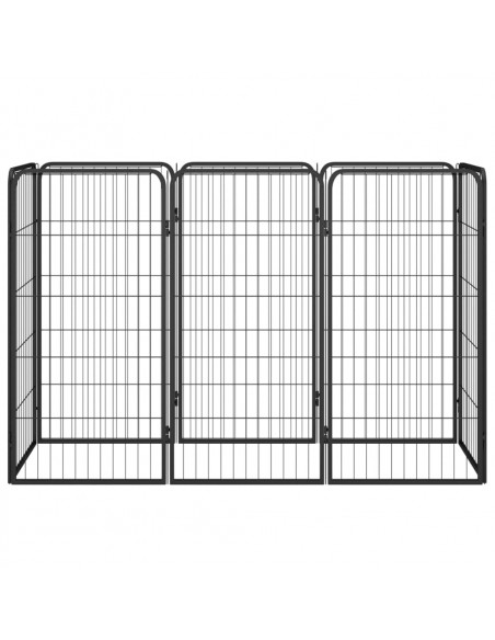 Box Cani 8 Pannelli Nero 50x100 cm Acciaio Verniciato Polvere