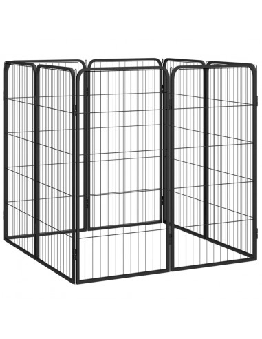 Box Cani 8 Pannelli Nero 50x100 cm Acciaio Verniciato Polvere