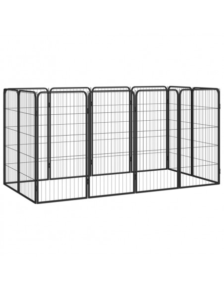 Box Cani 12 Pannelli Nero 50x100 cm Acciaio Verniciato Polvere
