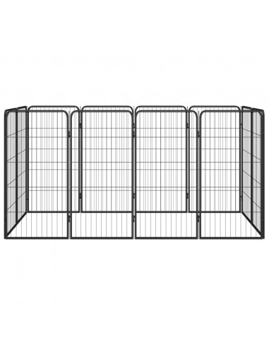 Box Cani 12 Pannelli Nero 50x100 cm Acciaio Verniciato Polvere