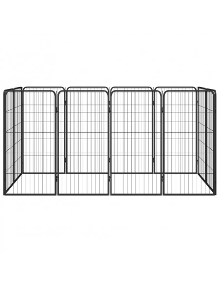 Box Cani 12 Pannelli Nero 50x100 cm Acciaio Verniciato Polvere