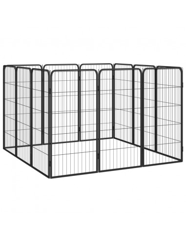 Box Cani 12 Pannelli Nero 50x100 cm Acciaio Verniciato Polvere