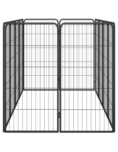 Box Cani 12 Pannelli Nero 50x100 cm Acciaio Verniciato Polvere