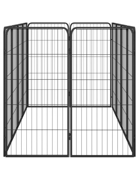 Box Cani 12 Pannelli Nero 50x100 cm Acciaio Verniciato Polvere