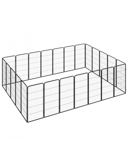 Box Cani 24 Pannelli Nero 50x100 cm Acciaio Verniciato Polvere