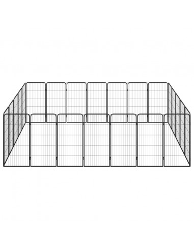 Box Cani 24 Pannelli Nero 50x100 cm Acciaio Verniciato Polvere