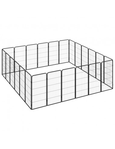 Box Cani 24 Pannelli Nero 50x100 cm Acciaio Verniciato Polvere