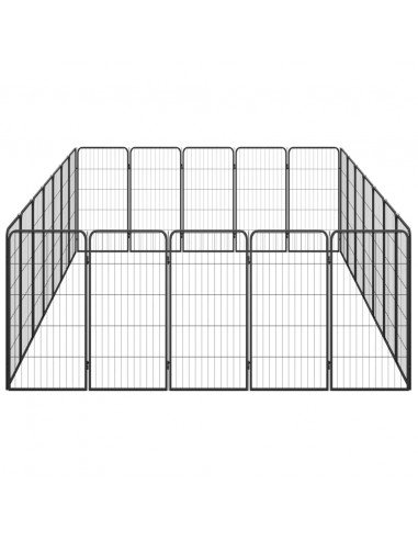 Box Cani 24 Pannelli Nero 50x100 cm Acciaio Verniciato Polvere