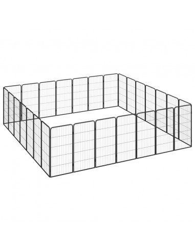 Box Cani 28 Pannelli Nero 50x100 cm Acciaio Verniciato Polvere