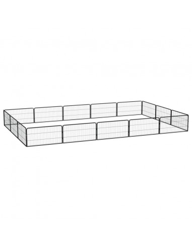 Box Cani 16 Pannelli Nero 100x50 cm Acciaio Verniciato Polvere