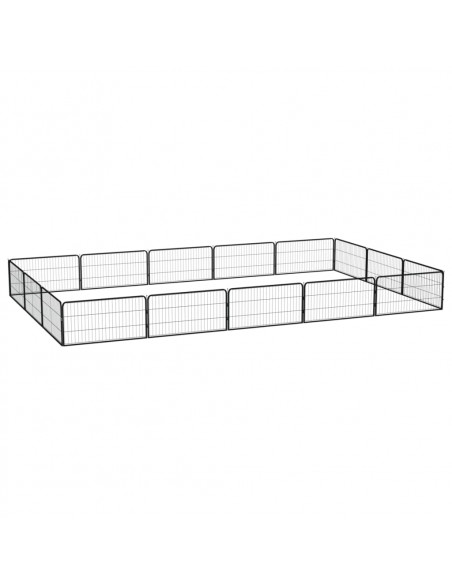 Box Cani 16 Pannelli Nero 100x50 cm Acciaio Verniciato Polvere