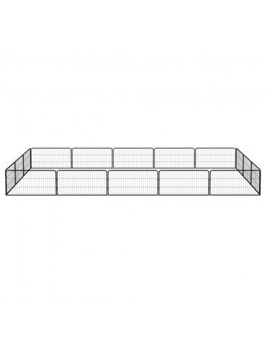 Box Cani 16 Pannelli Nero 100x50 cm Acciaio Verniciato Polvere