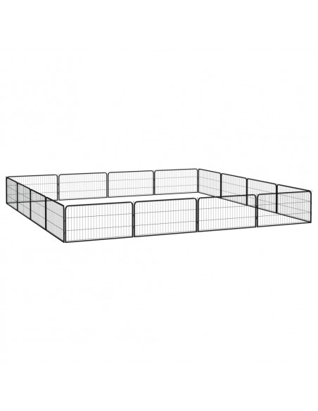 Box Cani 16 Pannelli Nero 100x50 cm Acciaio Verniciato Polvere