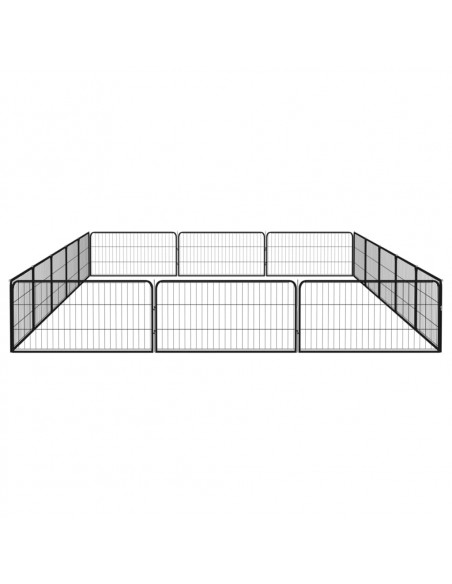Box Cani 16 Pannelli Nero 100x50 cm Acciaio Verniciato Polvere