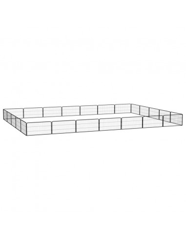 Box Cani 24 Pannelli Nero 100x50 cm Acciaio Verniciato Polvere